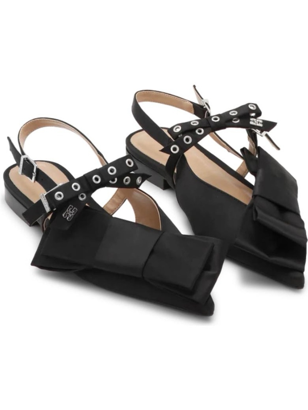 NWT Ganni Black Bow-Accent
Slingback Flats